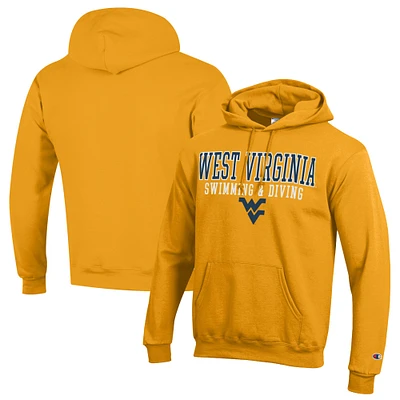 Men's Champion  Gold West Virginia Mountaineers Stacked Swim & Dive Powerblend Pullover Hoodie