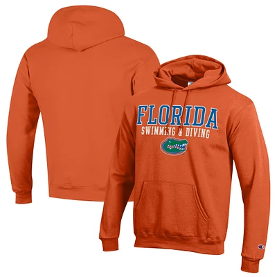Men's Champion  Orange Florida Gators Stacked Swim & Dive Powerblend Pullover Hoodie