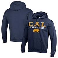 Men's Champion  Navy Cal Bears Stacked Swim & Dive Powerblend Pullover Hoodie