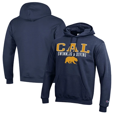 Men's Champion  Navy Cal Bears Stacked Swim & Dive Powerblend Pullover Hoodie