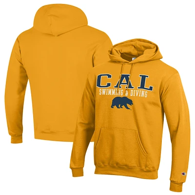 Men's Champion  Gold Cal Bears Stacked Swim & Dive Powerblend Pullover Hoodie