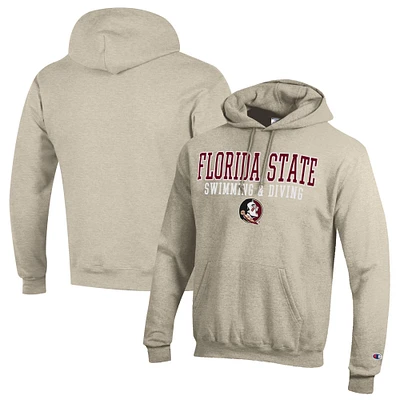 Men's Champion  Oatmeal Florida State Seminoles Stacked Swim & Dive Powerblend Pullover Hoodie