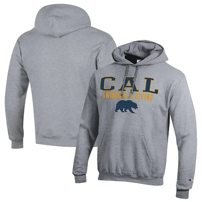 Men's Champion  Gray Cal Bears Stacked Swim & Dive Powerblend Pullover Hoodie