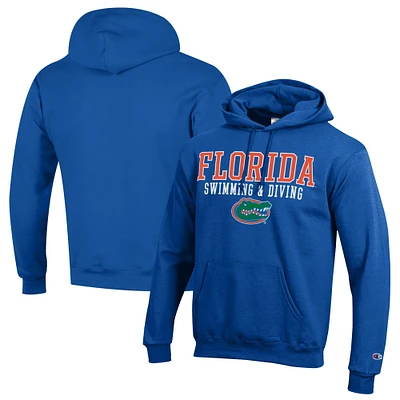 Men's Champion  Royal Florida Gators Stacked Swim & Dive Powerblend Pullover Hoodie