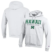 Men's Champion  White Hawaii Rainbow Warriors Stacked Swim & Dive Powerblend Pullover Hoodie