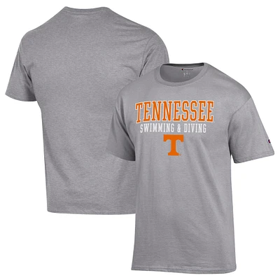 Men's Champion  Gray Tennessee Volunteers Stacked Swim & Dive T-Shirt