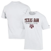 Men's Champion  White Texas A&M Aggies Stacked Swim & Dive T-Shirt
