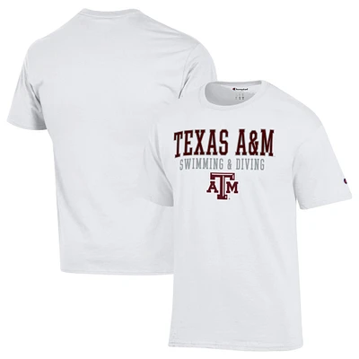 Men's Champion  White Texas A&M Aggies Stacked Swim & Dive T-Shirt