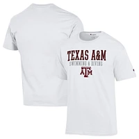 Men's Champion  White Texas A&M Aggies Stacked Swim & Dive T-Shirt
