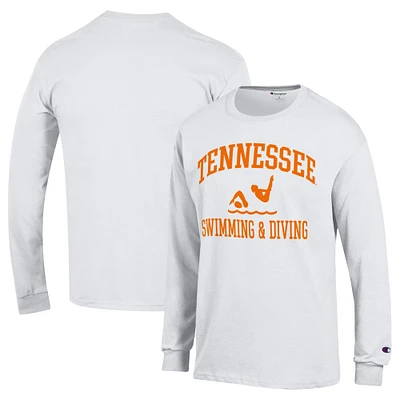Men's Champion  White Tennessee Volunteers Icon Swim & Dive Long Sleeve T-Shirt
