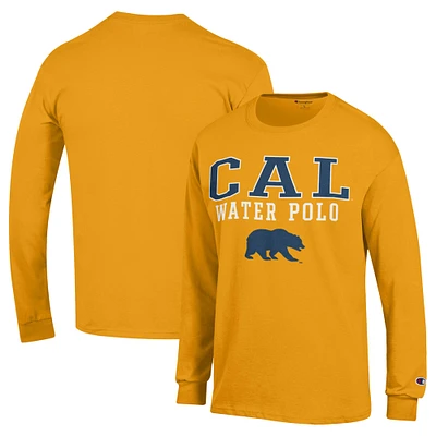 Men's Champion Gold Cal Bears Stack Logo Water Polo Long Sleeve T-Shirt