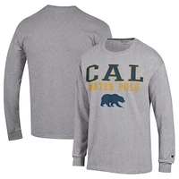 Men's Champion Gray Cal Bears Stack Logo Water Polo Long Sleeve T-Shirt