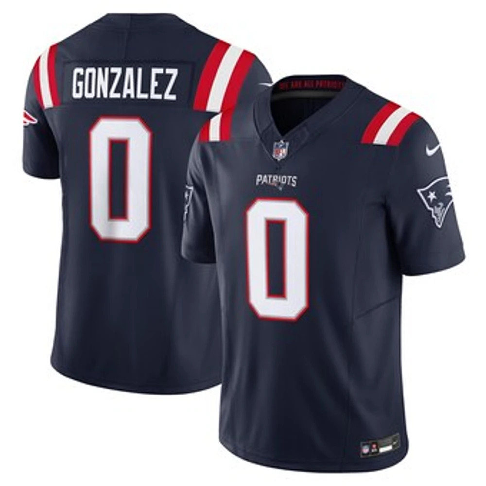 Men's Nike Christian Gonzalez Navy New England Patriots Vapor F.U.S.E. Limited Jersey