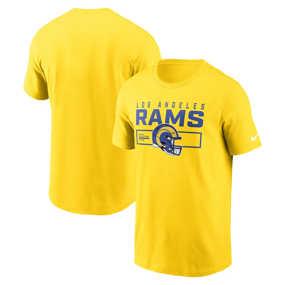 Men's Nike Gold Los Angeles Rams Primetime Helmet Essential T-Shirt