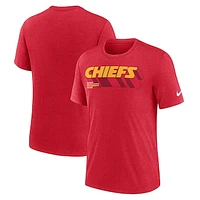 Men's Nike Heather Red Kansas City Chiefs Long Pass Tri-Blend T-Shirt