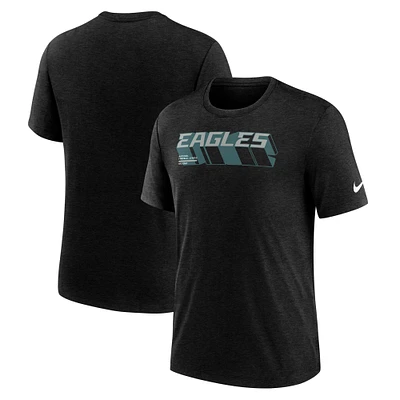 Men's Nike Heather Black Philadelphia Eagles Long Pass Tri-Blend T-Shirt