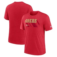 Men's Nike Heather Scarlet San Francisco 49ers Long Pass Tri-Blend T-Shirt