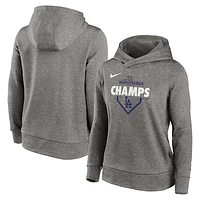 Women's Nike Dark Heather Gray Los Angeles Dodgers 2024 World Series Champions Lockup Pullover Hoodie