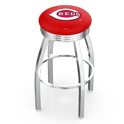 Silver Cincinnati Reds 25" Chrome Ringed Swivel Counter Stool