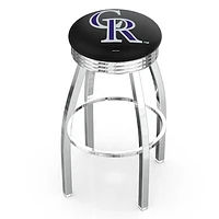 Silver Colorado Rockies 25" Chrome Ringed Swivel Counter Stool