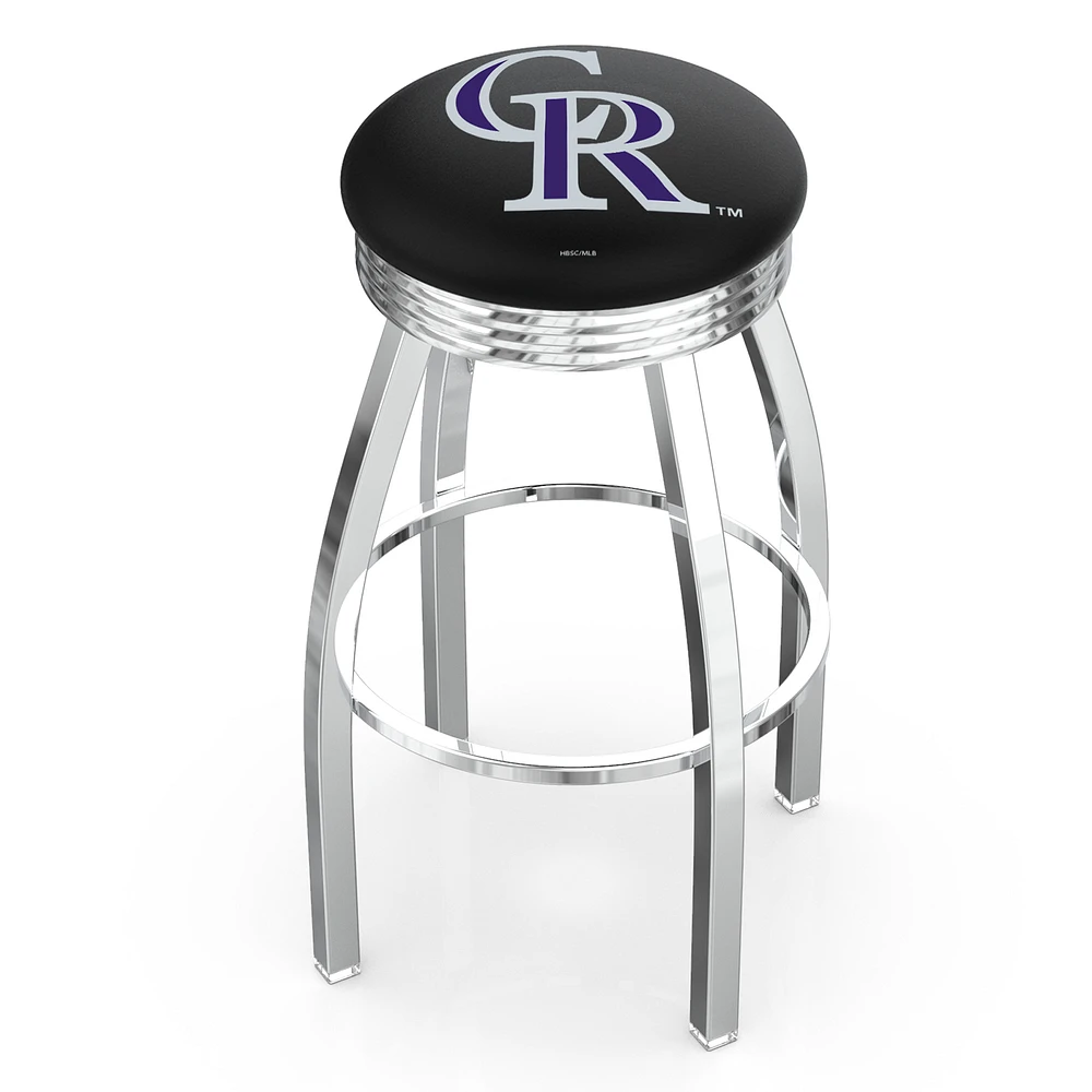 Silver Colorado Rockies 25" Chrome Ringed Swivel Counter Stool
