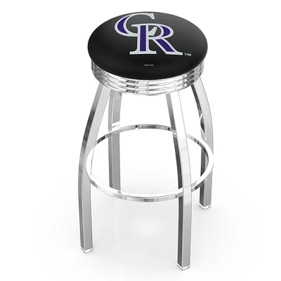 Silver Colorado Rockies 25" Chrome Ringed Swivel Counter Stool