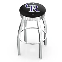 Silver Colorado Rockies 25" Chrome Ringed Swivel Counter Stool