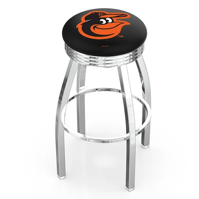 Silver Baltimore Orioles 25" Chrome Ringed Swivel Counter Stool