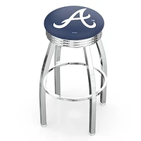 Silver Atlanta Braves 25" Chrome Ringed Swivel Counter Stool