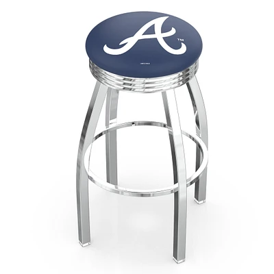 Silver Atlanta Braves 25" Chrome Ringed Swivel Counter Stool