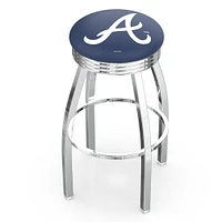 Silver Atlanta Braves 25" Chrome Ringed Swivel Counter Stool