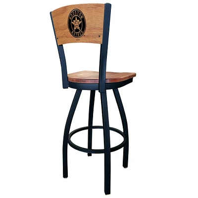 Black Houston Astros 30" Wood Swivel Laser Engraved Counter Stool