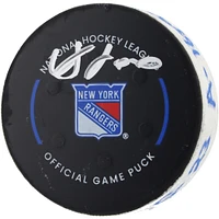 Adam Fox New York Rangers Autographed Game-Used Goal Puck with Inscriptions from Game vs. Florida Panthers on March 23, 2024