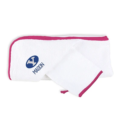 Infant Chad & Jake White BYU Cougars Personalized Hooded Towel & Mitt Set