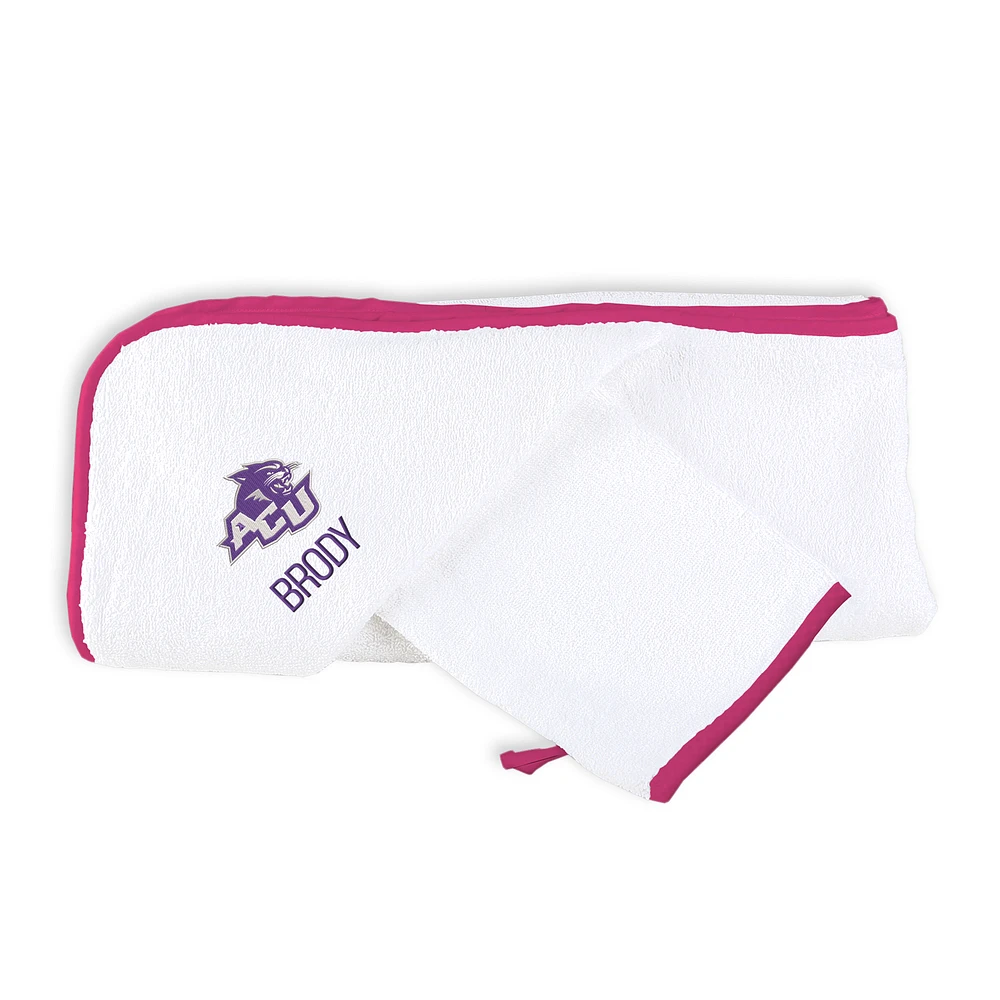 Infant Chad & Jake White Abilene Christian University Wildcats Personalized Hooded Towel & Mitt Set