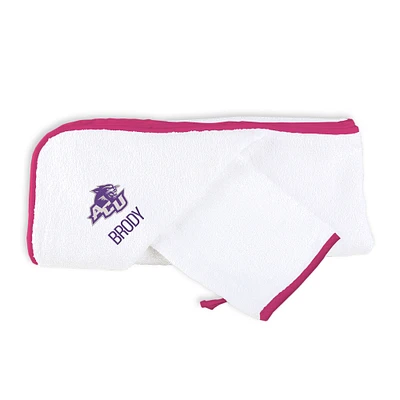 Infant Chad & Jake White Abilene Christian University Wildcats Personalized Hooded Towel & Mitt Set
