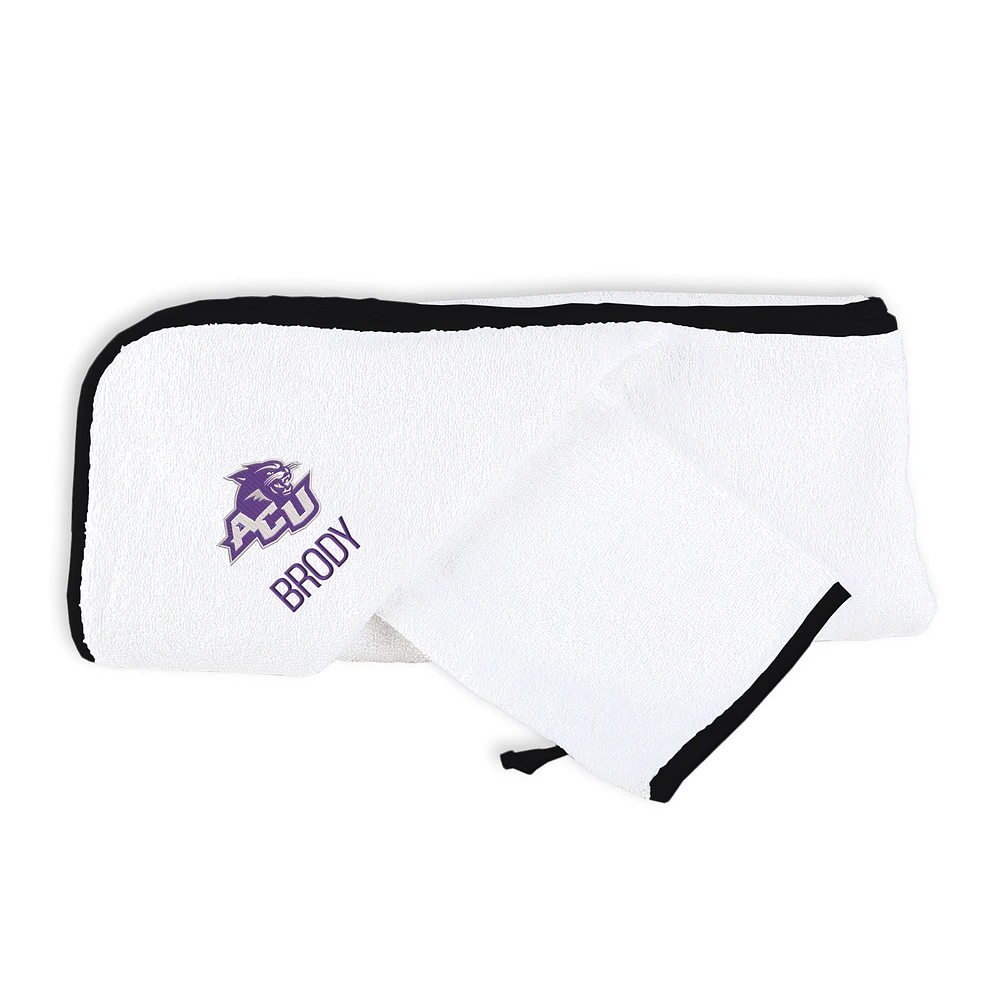 Infant Chad & Jake White Abilene Christian University Wildcats Personalized Hooded Towel & Mitt Set