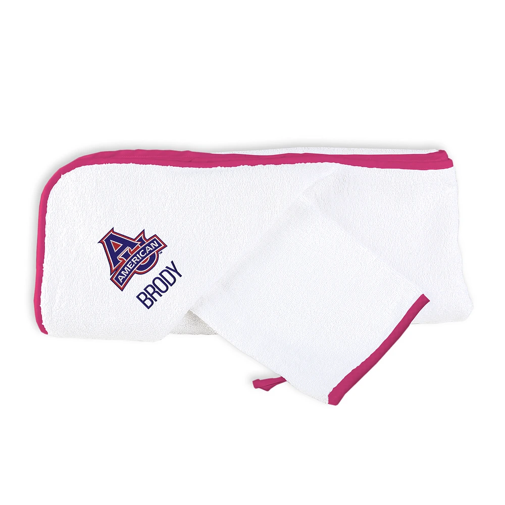 Infant Chad & Jake White American University Eagles Personalized Hooded Towel & Mitt Set