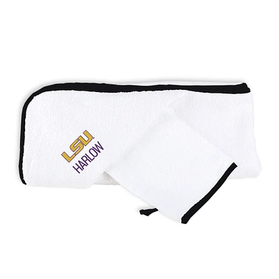 Infant Chad & Jake White LSU Tigers Personalized Hooded Towel & Mitt Set