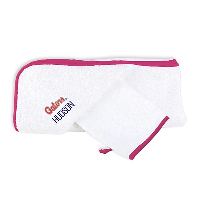 Infant Chad & Jake White Florida Gators Personalized Hooded Towel & Mitt Set