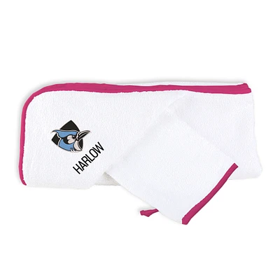 Infant Chad & Jake White Johns Hopkins Blue Jays Personalized Hooded Towel & Mitt Set