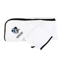 Infant Chad & Jake White Johns Hopkins Blue Jays Personalized Hooded Towel & Mitt Set
