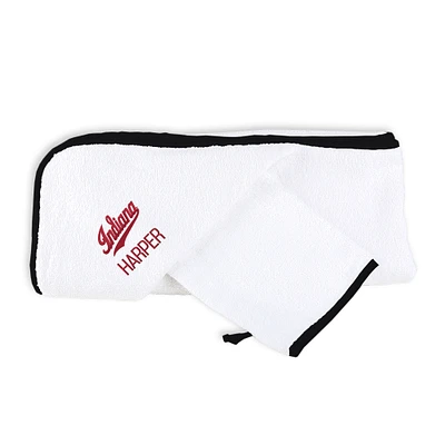 Infant Chad & Jake White Indiana Hoosiers Personalized Hooded Towel & Mitt Set