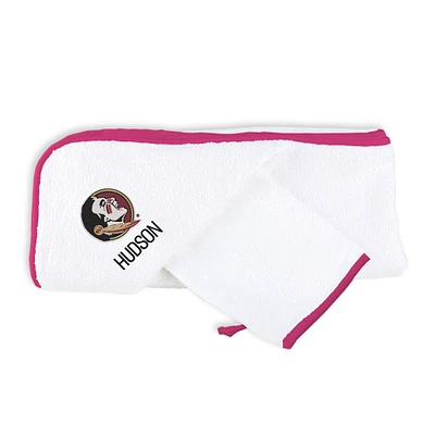 Infant Chad & Jake White Florida State Seminoles Personalized Hooded Towel & Mitt Set