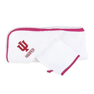 Infant Chad & Jake White Indiana Hoosiers Personalized Hooded Towel & Mitt Set