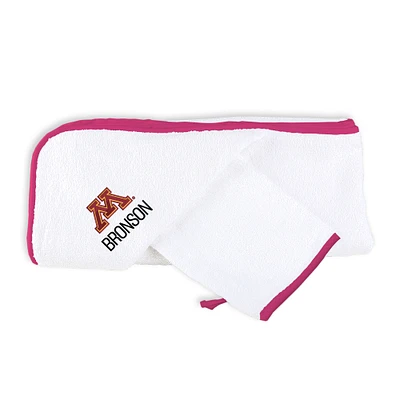 Infant Chad & Jake White Minnesota Golden Gophers Personalized Hooded Towel & Mitt Set