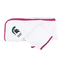 Infant Chad & Jake White Michigan State Spartans Personalized Hooded Towel & Mitt Set