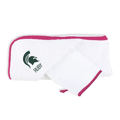 Infant Chad & Jake White Michigan State Spartans Personalized Hooded Towel & Mitt Set