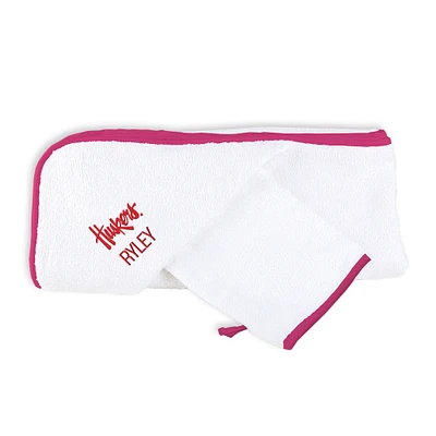 Infant Chad & Jake White Nebraska Huskers Personalized Hooded Towel & Mitt Set