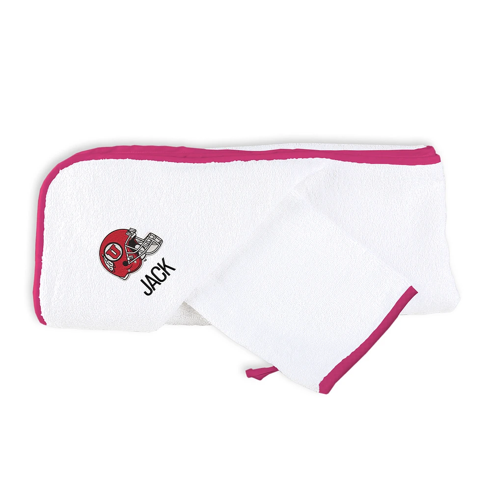 Infant Chad & Jake White Utah Utes Personalized Hooded Towel & Mitt Set